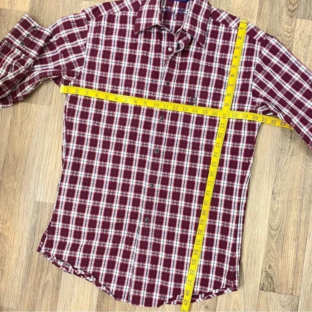 George Straight Wrangler Western snap blue Button Down Shirt Mens size S